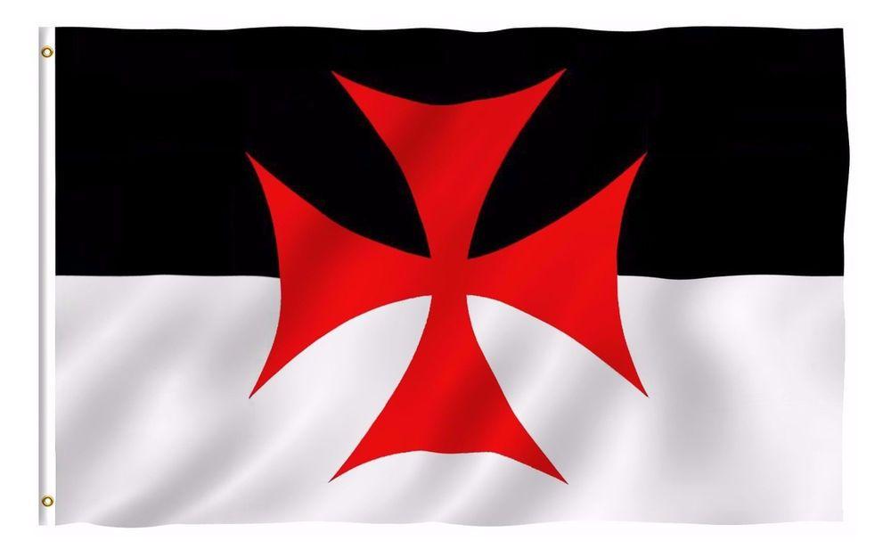 Black and White with Red Background Logo - Knights of Templar Masonic 3x5 Polyester Flag Black & White