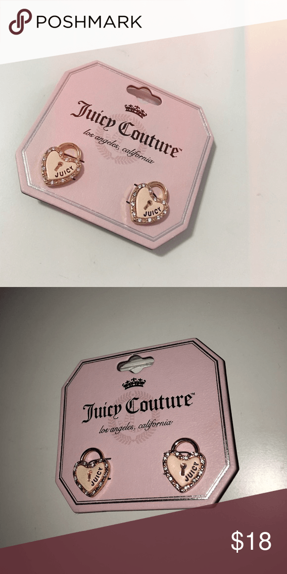 Juicy Couture Hearts Logo - Brand New Juicy Couture Pink Rose Gold Earrings. My Posh Picks