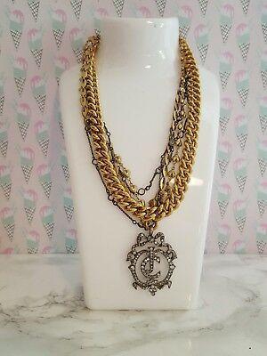 Juicy Couture Hearts Logo - JUICY COUTURE NECKLACE Multi-Strand Logo Hearts Rhinestones Gold ...