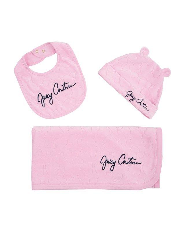 Juicy Couture Hearts Logo - Baby Knit Velour Linking Hearts 3Pc Boxed Set | Juicy Couture