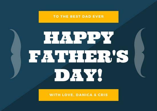 Dark Blue S Logo - Dark Blue and Orange Moustache Father's Day Card - Templates by Canva