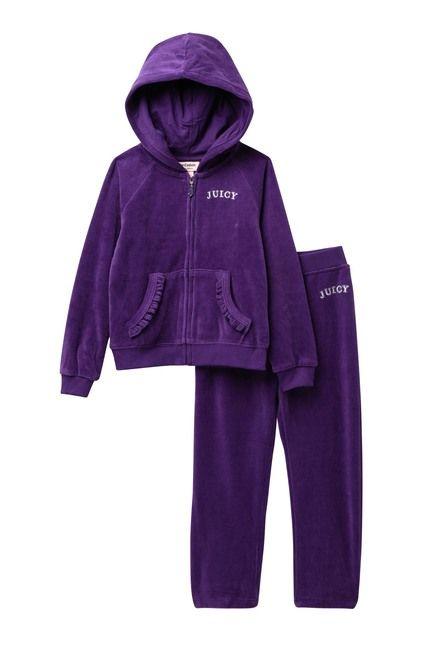 Juicy Couture Hearts Logo - Juicy Couture. Purple Hearts Velour Hoodie & Pants Set (Toddler Girls)