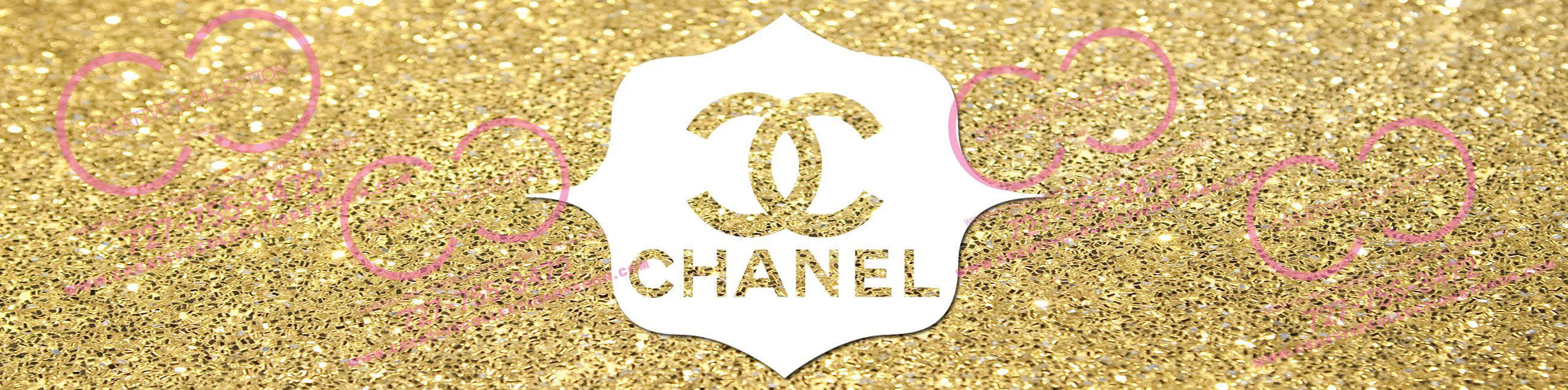 Gold Glitter Chanel Logo - Parisian Glitter Water Bottle Labels 5 To A Sheet
