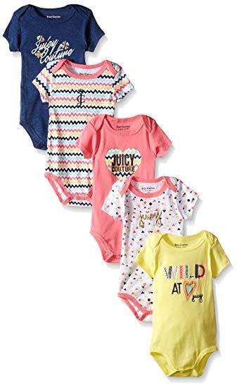 Juicy Couture Hearts Logo - Amazon.com: Juicy Couture Baby Girls' 5 Pack Short Sleeve Bodysuit ...