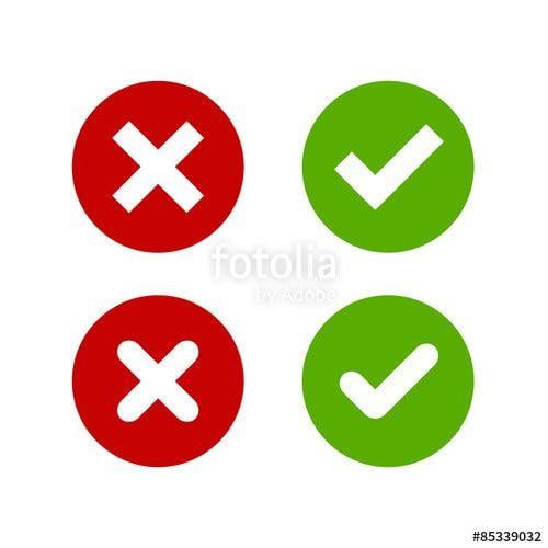 Two Red X Logo - A set of four simple web buttons: green check mark and red cross