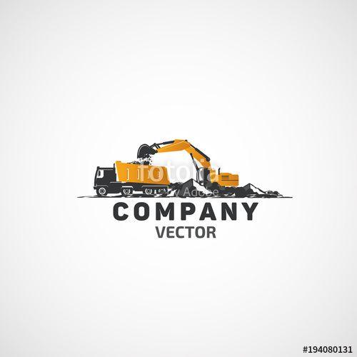 Construction Truck Company Logo - Vector excavator and construction dump truck. Stock image