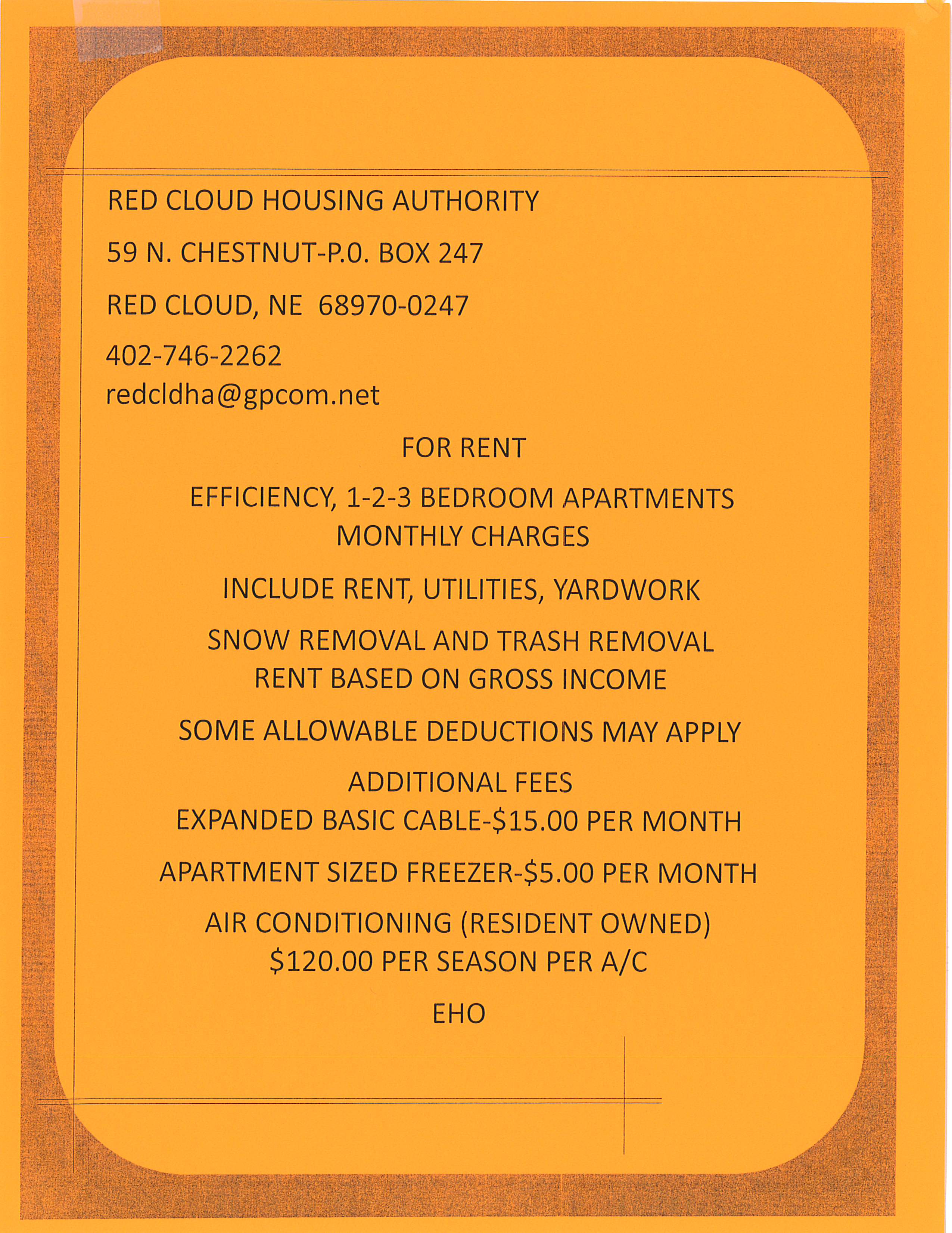 Red Cloud Yellow Logo - Red Cloud Housing Authority. Red Cloud, Nebraska's Most