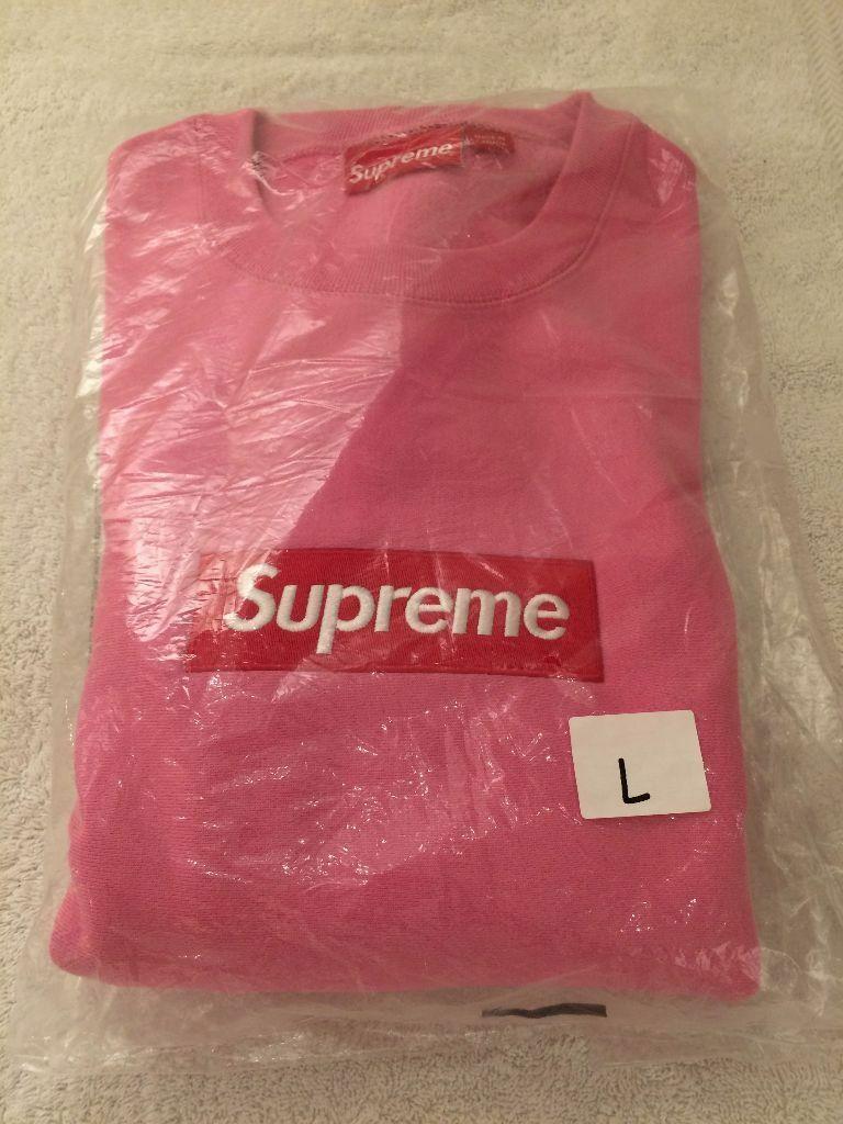Super Supreme Logo - Pink Supreme Box Logo Crewneck FW15 - Large - Brand New ...