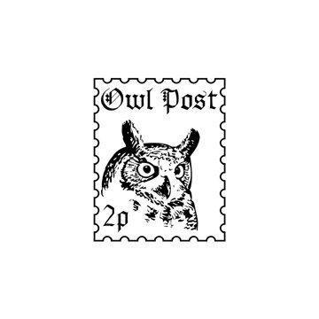 Owl Post Logo - Harry Potter owl post faux postage stamp rubber stamp by terbearco:
