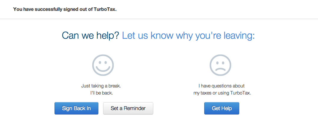 Post Sign Out Logo - TurboTax. post sign out This screen enables TurboTax to better