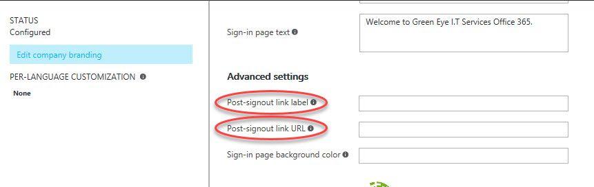 Post Sign Out Logo - Office 365 – Change your logout URL | Green Eye I.T. Services Ltd