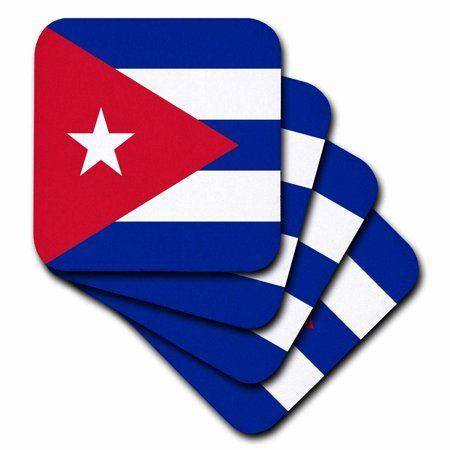 4 White Red Triangle Logo - 3dRose Flag of Cuba - Cuban blue stripes red triangle white star ...