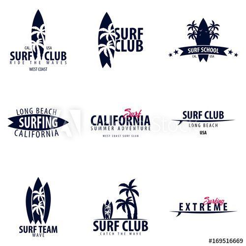 Surf Team Logo - Set of Surfing logo and emblems for Surf Club or shop. Vector ...