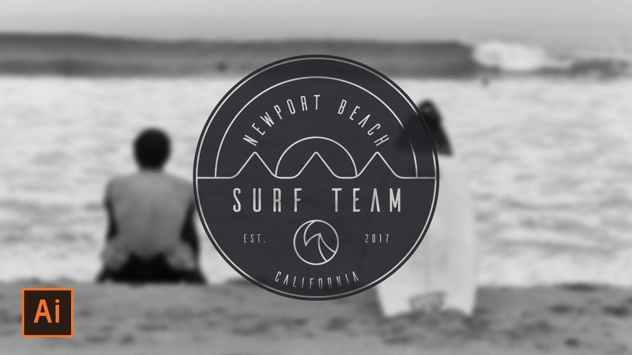 Surf Team Logo - Illustrator Tutorial - Surf Badge Logo (Illustrator Badge Logo ...