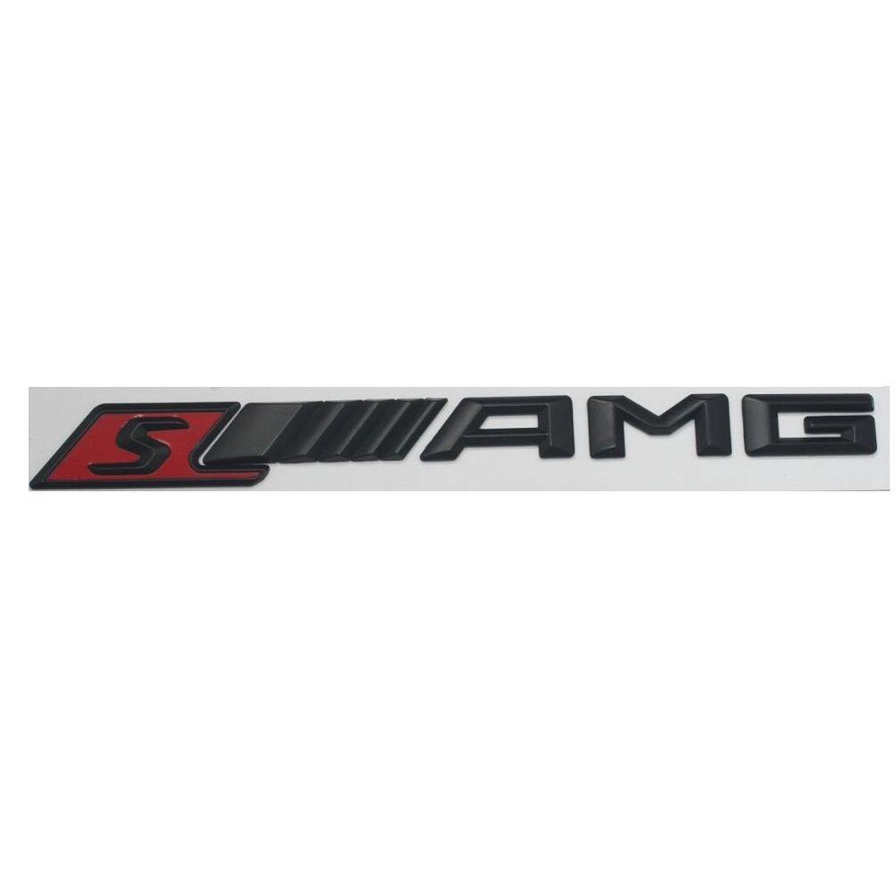 White with Red S Logo - 3D Black Red S////AMG Rear Trunk Letters Emblems Badge for Mercedes