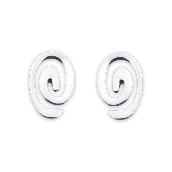 Oval Swirl Logo - Sterling Silver Oval Swirl Stud Earrings. JewelleryBox.co.uk