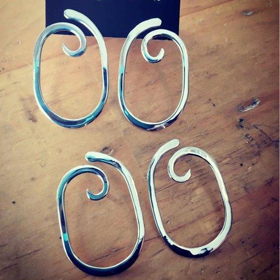 Oval Swirl Logo - Sm Oval Swirl post earrings in copper, bronze or sterling silver