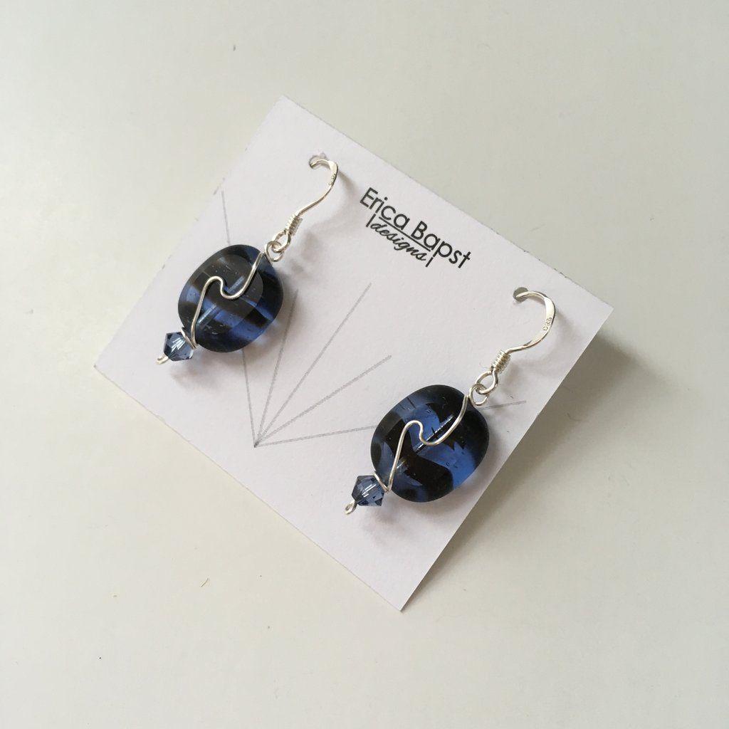 Oval Swirl Logo - Shop Oval Swirl Earrings in Blue Black Tiger Glass – Adorn Jewelry ...