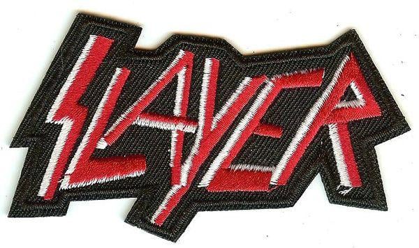 White Letters Logo - Slayer Iron-On Patch Red And White Letters Logo - Concert Shoppe