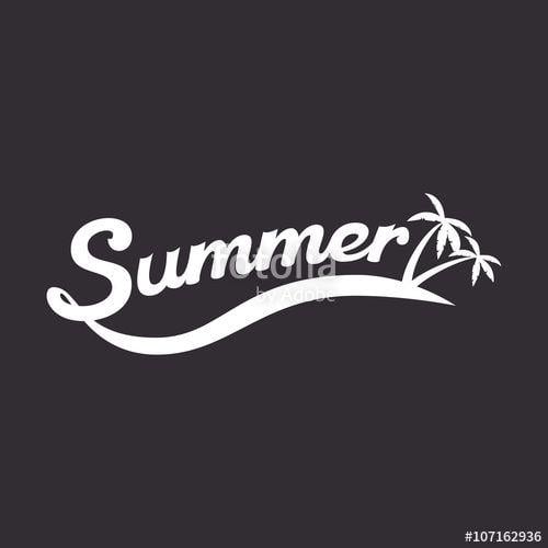 White Letters Logo - Vector Summer Illustration, Summer Lettering Is Hand Drawn, White