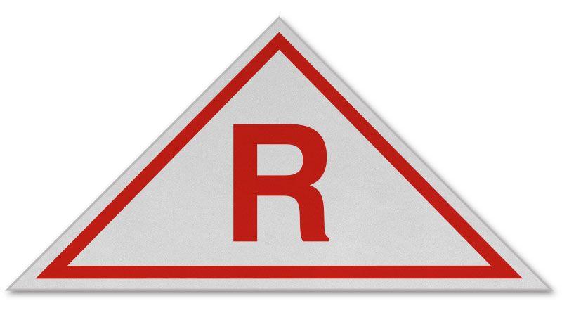 4 White Red Triangle Logo - White / Red NJ Roof Truss Sign - by SafetySign.com