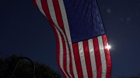 American Flag Sun Logo - Video: Backlit us flag with sun shining through it ~ #45452779