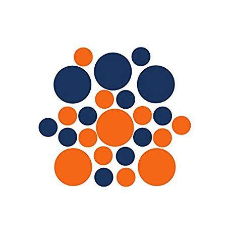Blue Orange Circle Logo - Set of 100 - Navy Blue / Orange Circles Polka Dots Vinyl Wall Decals ...