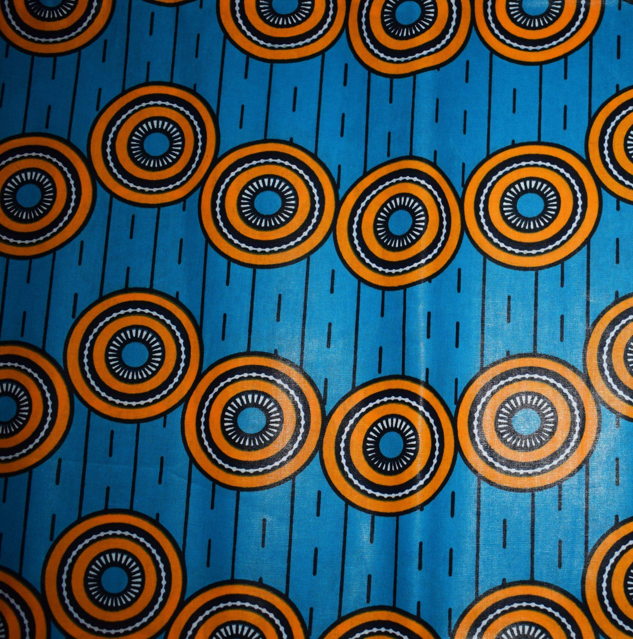 Blue Orange Circle Logo - African Print Wax Block Ankara Patterned Fabric Shop