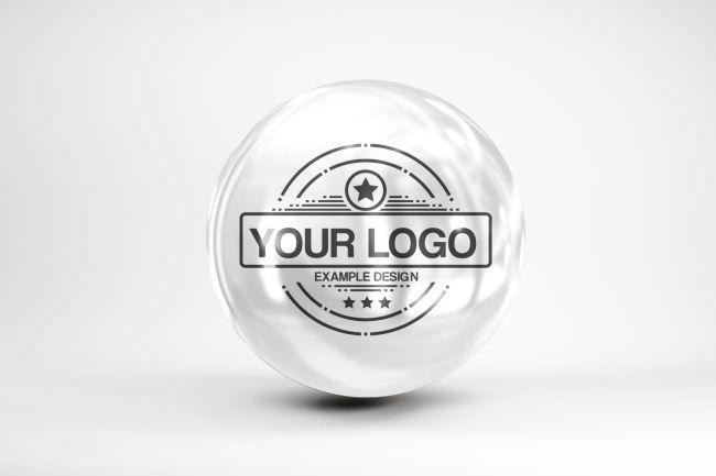 White Sphere Logo - Logo on 3D Sphere Effect Online Mockup Generator