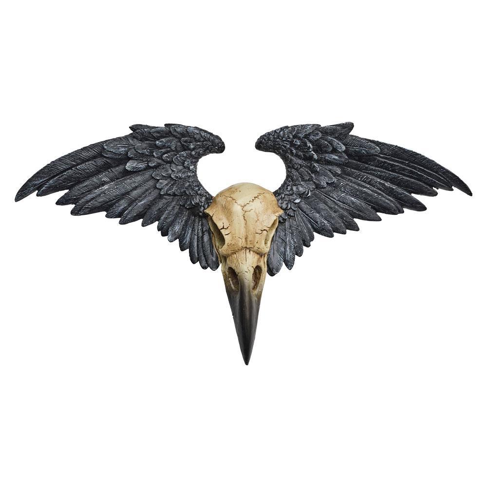 Crow Wing Logo - Alchemy Gothic Ravenger Wall Plaque Crow Raven Skull & Wings Home ...