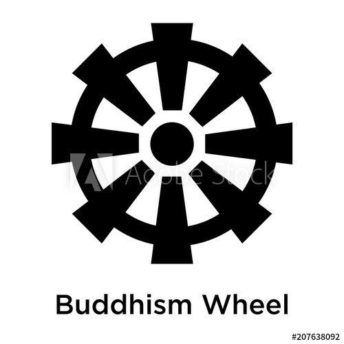 Buddhiism Logo - Buddhism Wheel icon vector sign and symbol isolated on white ...