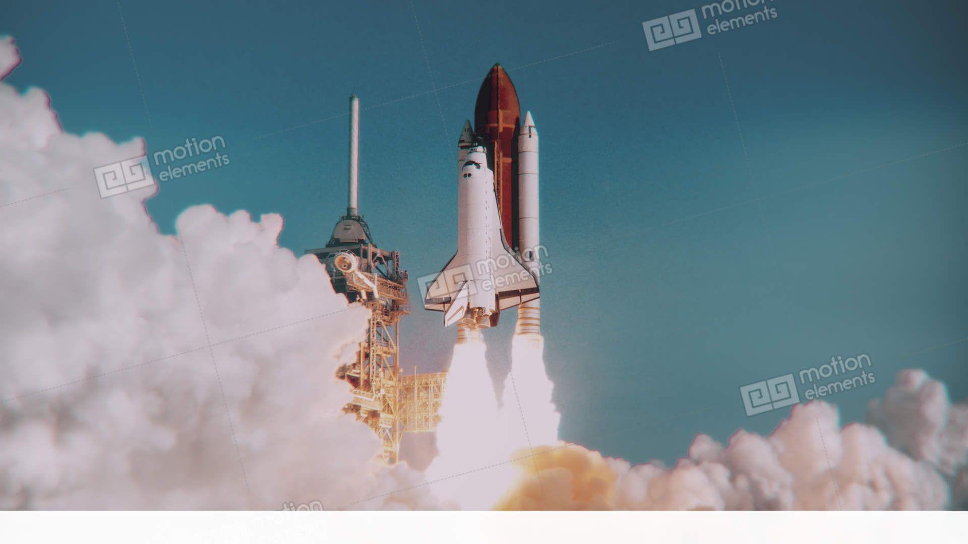 Shuttle Launch NASA Logo - Space Shuttle Launch In Slow Motion. (NASA Logo Removed) Stock video