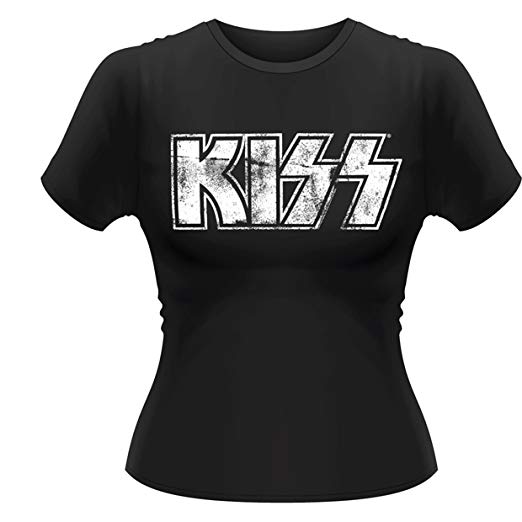 Black and White Kiss Logo - Kiss Officially Licensed Women's Band Distressed Logo T