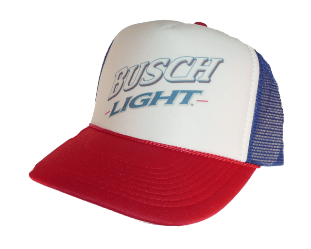 Red White and Blue Clothing Logo - Busch Light Beer Hat Trucker Hat Mesh Hat Red White Blue