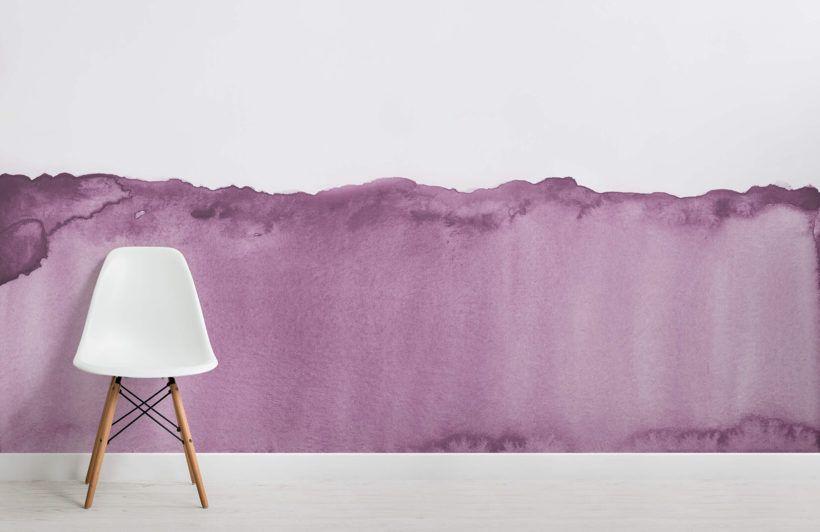 White with Purple Wave Logo - Purple Wave Watercolour Wall Mural - Murals Wallpaper