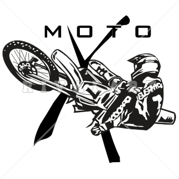 Black and White Dirt Bike Logo - Sports Clipart Image of Dirt Bike Trick Motox Super Cross Graphic ...