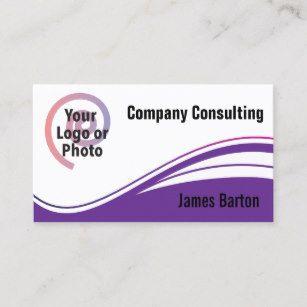 White with Purple Wave Logo - Abstract Purple Wave Business Cards | Zazzle