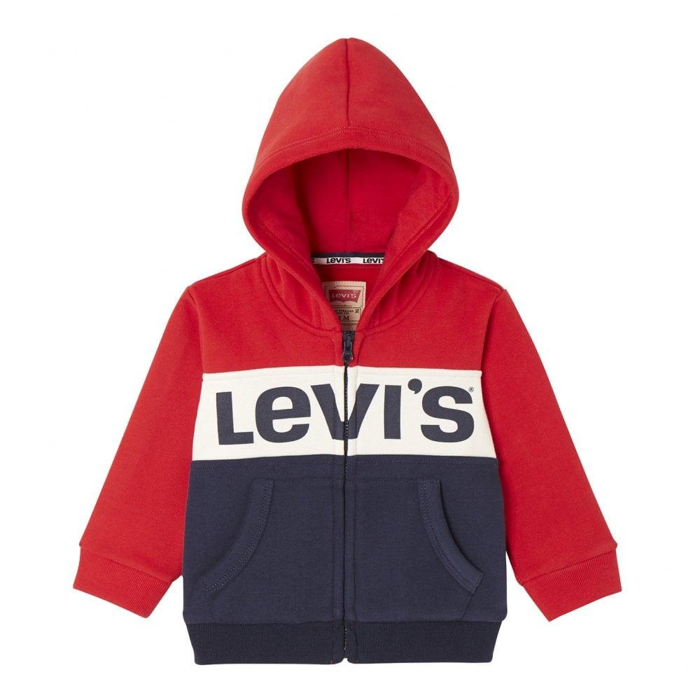 Red White and Blue Clothing Logo - Levis Juniors Chest Print Stripe Hoodie (Red / White / Blue) - Kids ...