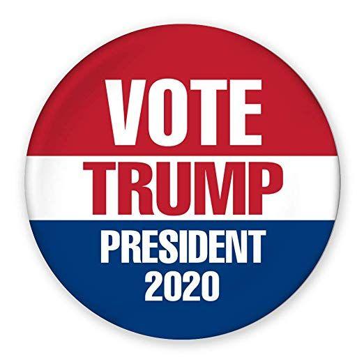 Red White and Blue Clothing Logo - Pin Back Button Donald Trump President 2020