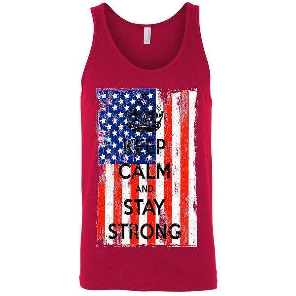Red White and Blue Clothing Logo - Shop Men's Tank Top USA Flag Keep Calm & Stay Strong Red White Blue
