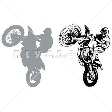 Black and White Dirt Bike Logo - Dirt Bike Wheelie Clipart