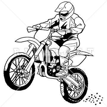 Black and White Dirt Bike Logo - Sports Clipart Image of A Motocross Rider On A Dirt Bike | Motocross ...
