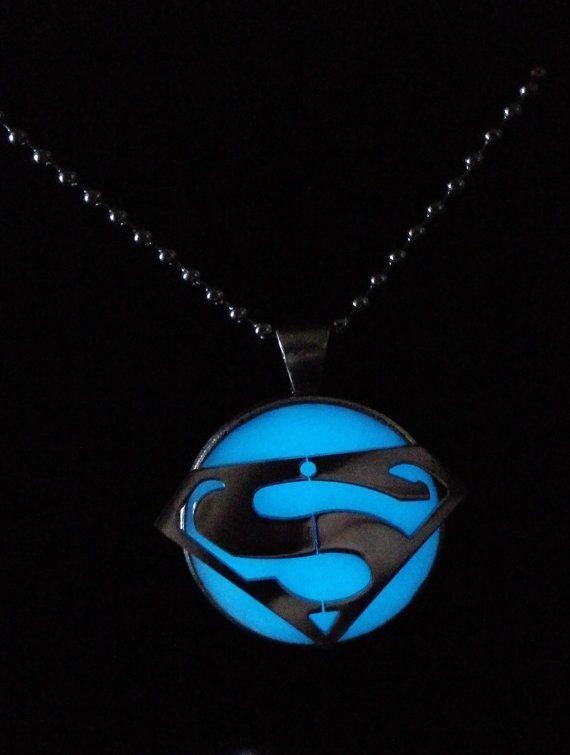 Glow in the Dark Superman Logo - Glow in the dark Jewelry, Glowing Necklace,Stainless steel superman ...