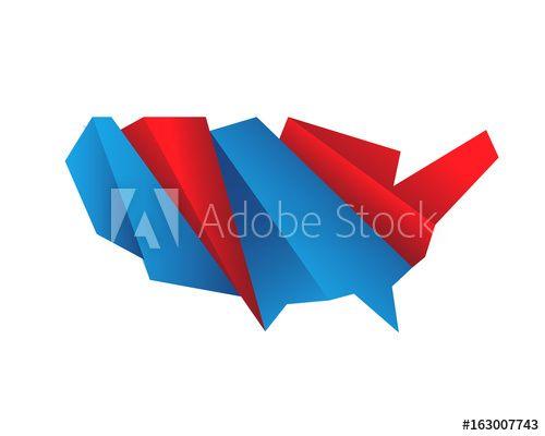 Modern Map Logo - Modern Creative American Map Logo - Digital Abstract Polygonal Shape ...