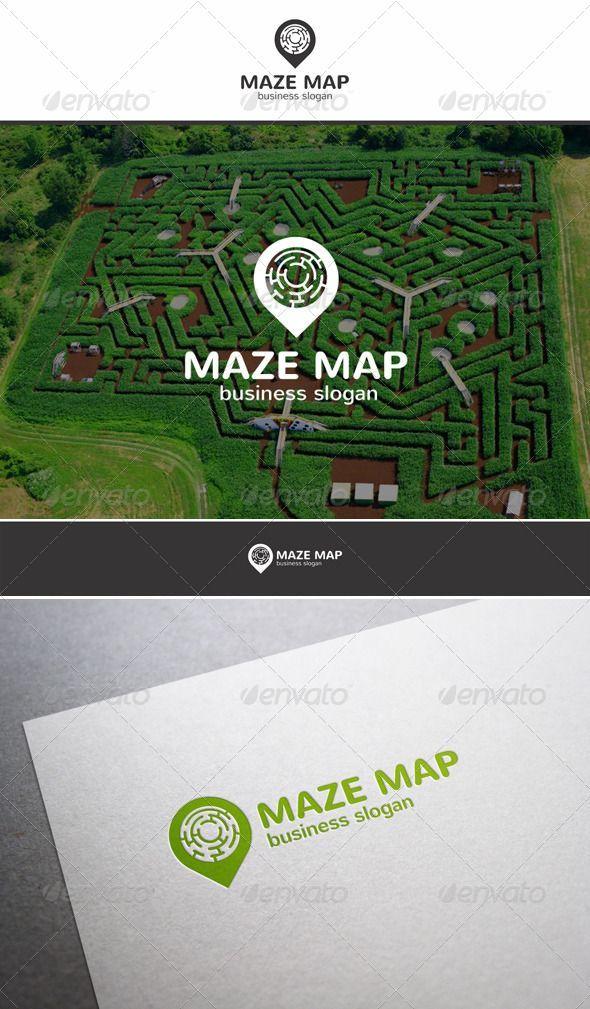 Modern Map Logo - Maze Map Locator Logo Maze Map Pointer Logo ¨C Simple, clean and ...
