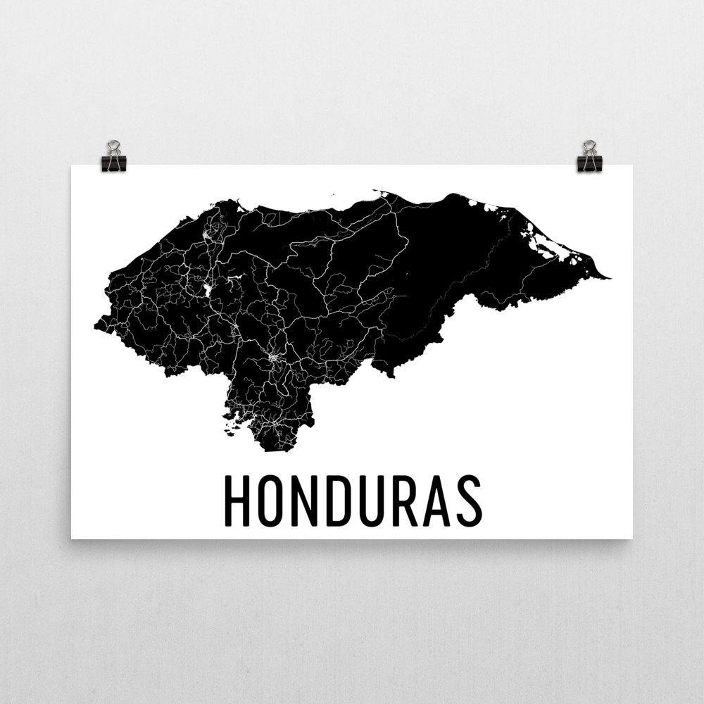 Modern Map Logo - Honduras Wall Map Print Map Art