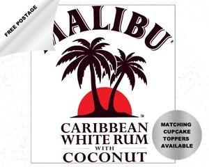 Malibu Logo - Malibu bottle label icing cake & cupcake toppers - can be ...