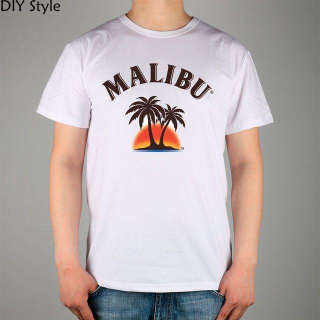 Malibu Logo - Palm Beach MALIBU LOGO short sleeved T shirt male cotton Lycra top ...
