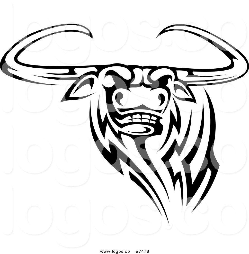 Black and White Longhorn Logo - Royalty Free Vector Of A Logo Retro Texas Longhorn Bull From Bright