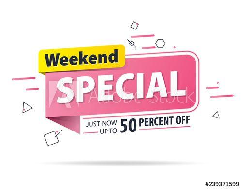 Yellow Off White Background Logo - Yellow pink tag Weekend special 50 percent off promotion website ...